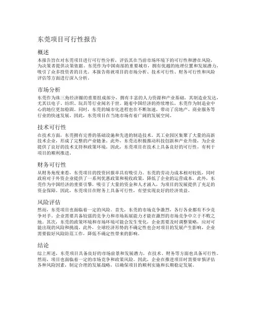 东莞项目可行性报告