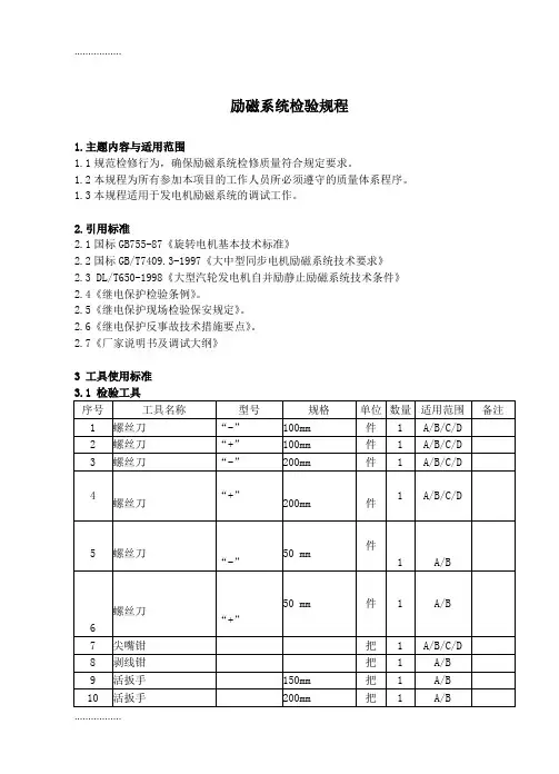 (整理)励磁系统检验规程
