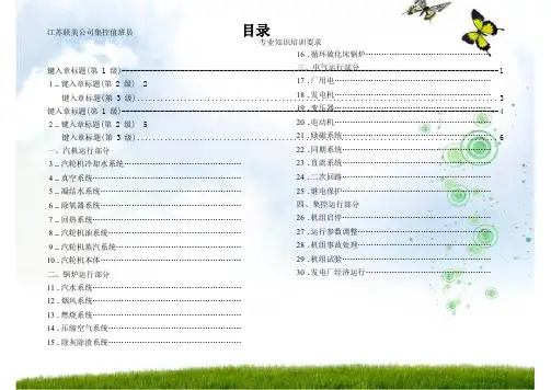 集控值班员专业知识培训要求