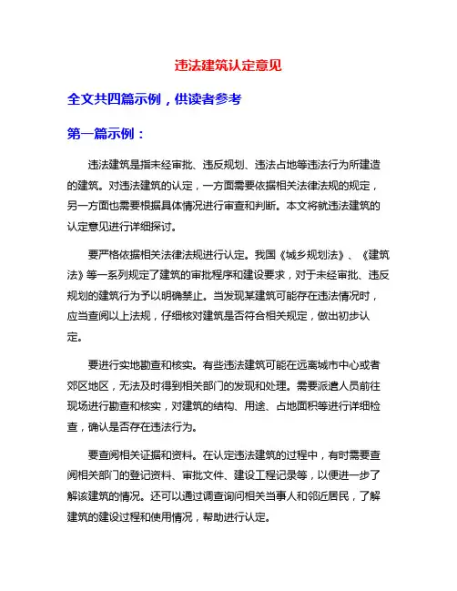 违法建筑认定意见