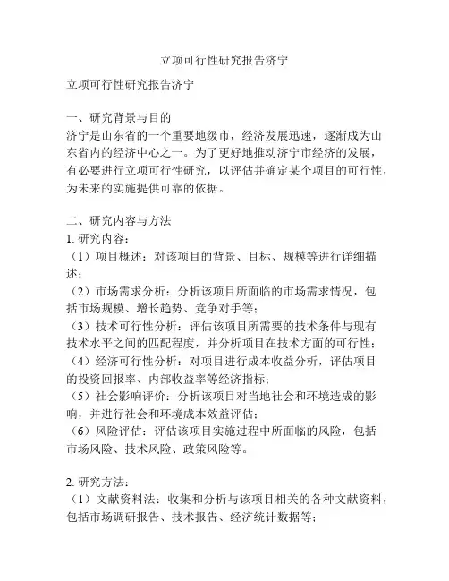 立项可行性研究报告济宁