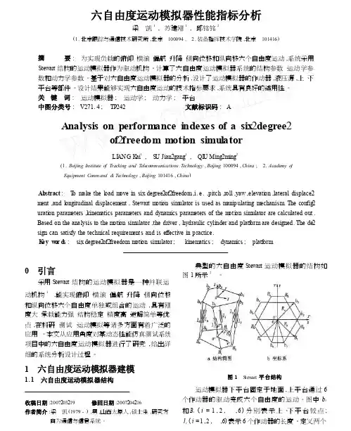 六自由度运动模拟器性能指标分析