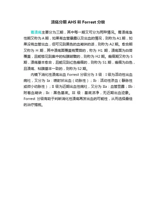 溃疡分期AHS和Forrest分级