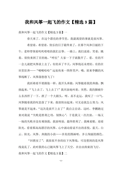 我和风筝一起飞的作文【精选3篇】