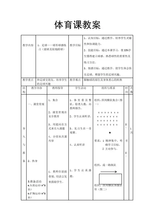 足球球性球感练习公开课优质课教案