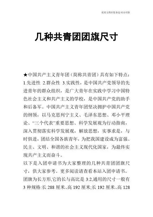 几种共青团团旗尺寸