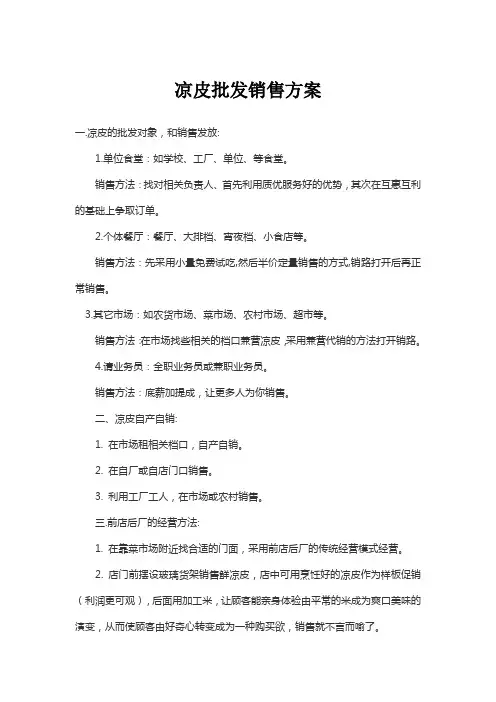 凉皮批发销售方案