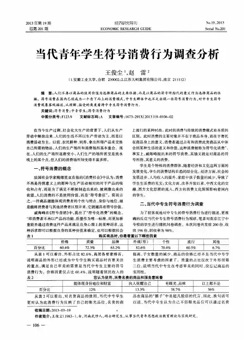 当代青年学生符号消费行为调查分析