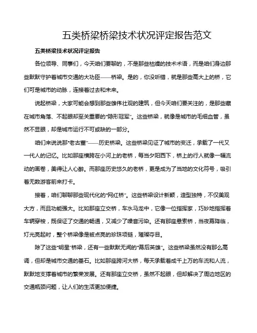 五类桥梁桥梁技术状况评定报告范文