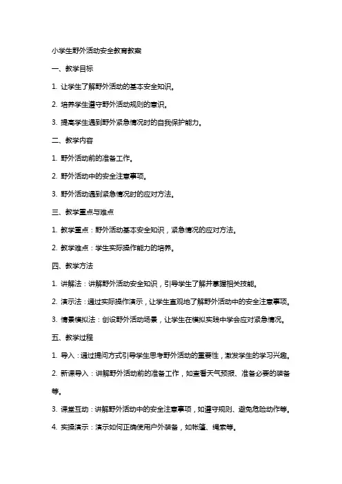 小学生野外活动安全教育教案