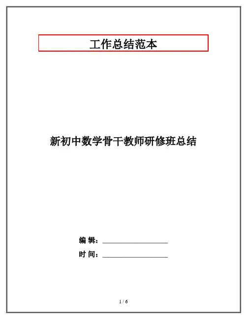 新初中数学骨干教师研修班总结