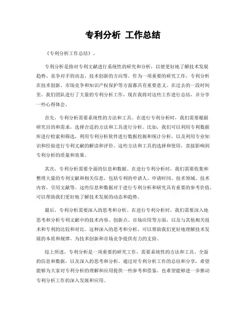 专利分析 工作总结