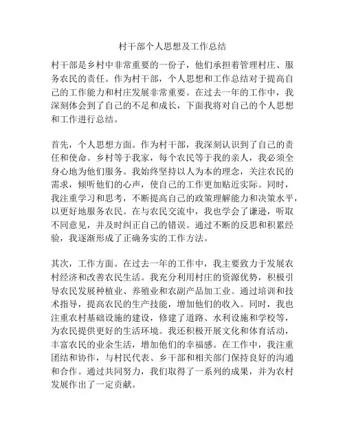 村干部个人思想及工作总结
