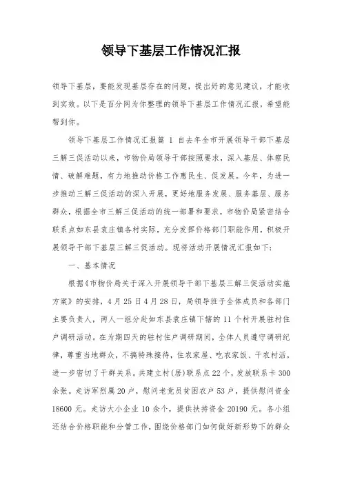 领导下基层工作情况汇报