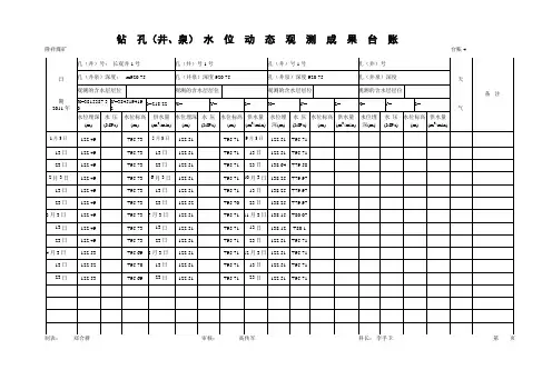 (4)钻孔(井、泉)水位动态观测成果台账