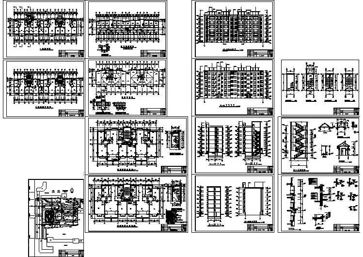某地框架住宅楼建筑CAD平面布置参考图
