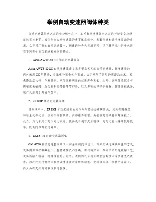举例自动变速器阀体种类