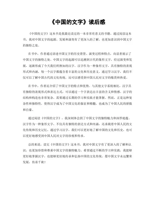 《中国的文字》读后感