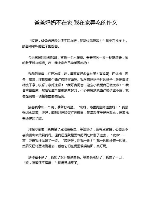 爸爸妈妈不在家,我在家弄吃的作文