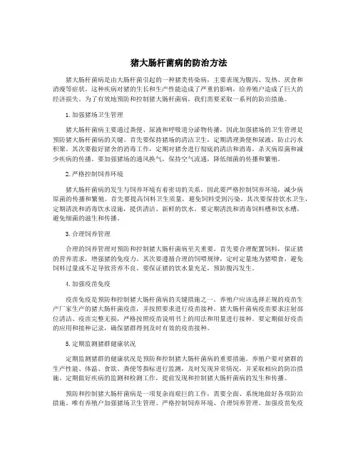 猪大肠杆菌病的防治方法