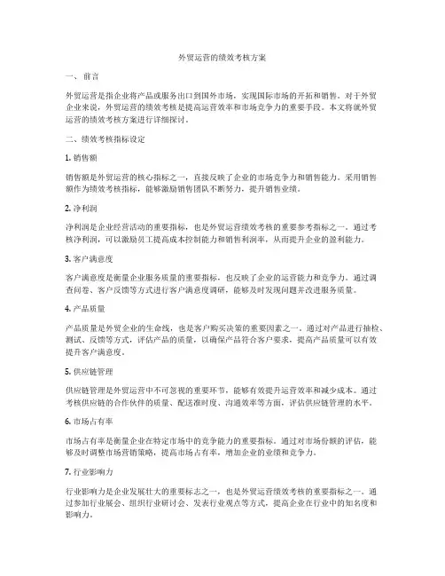 外贸运营的绩效考核方案