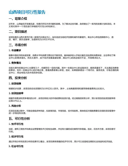 山西项目可行性报告