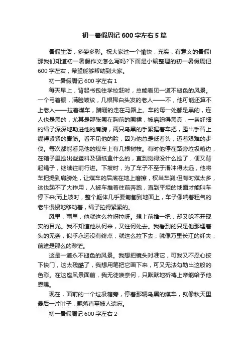 初一暑假周记600字左右5篇