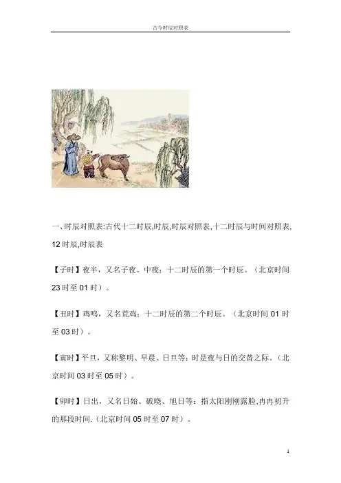 古今时辰对照表
