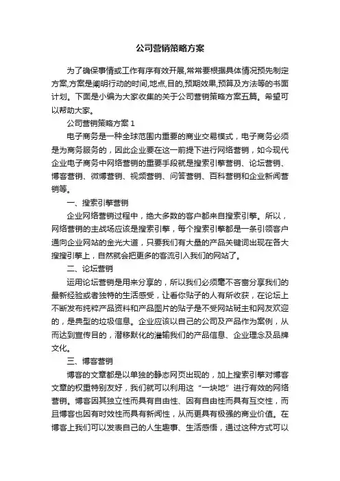 公司营销策略方案