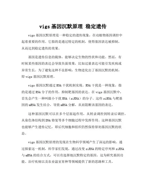 vigs基因沉默原理 稳定遗传