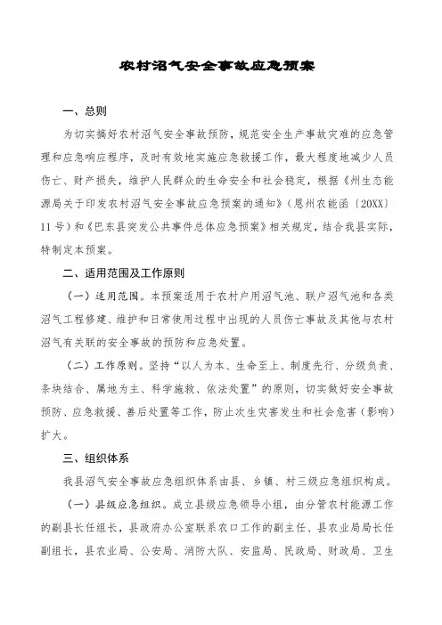 推荐-农村沼气安全事故应急预案 精品
