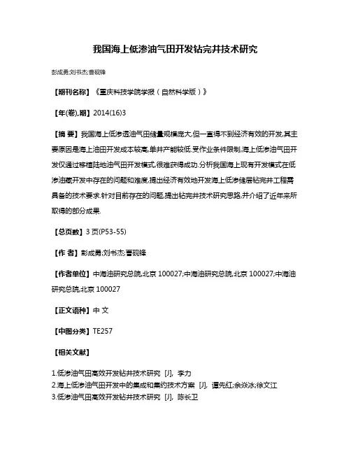 我国海上低渗油气田开发钻完井技术研究