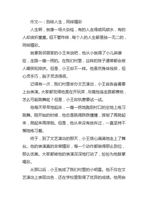 别样人生,同样精彩作文