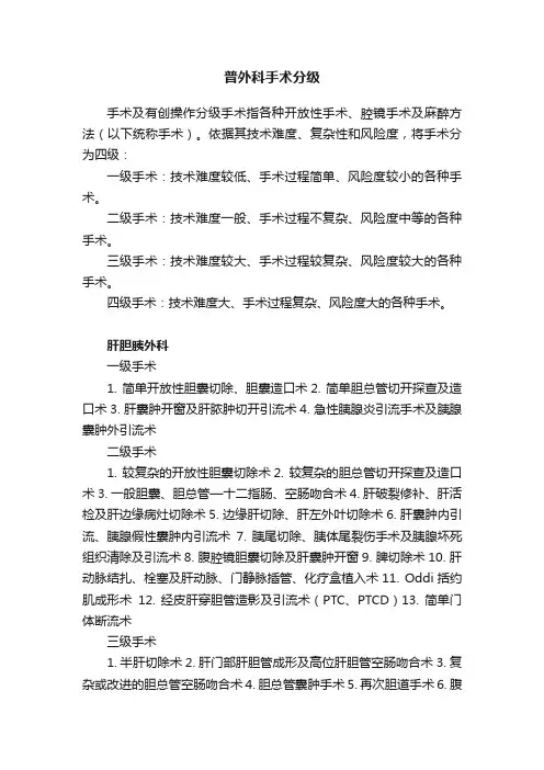 普外科手术分级