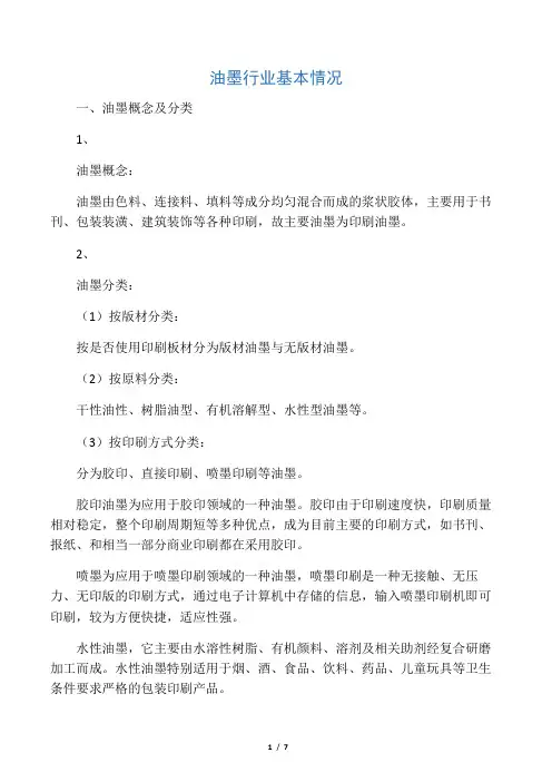 油墨行业调查报告