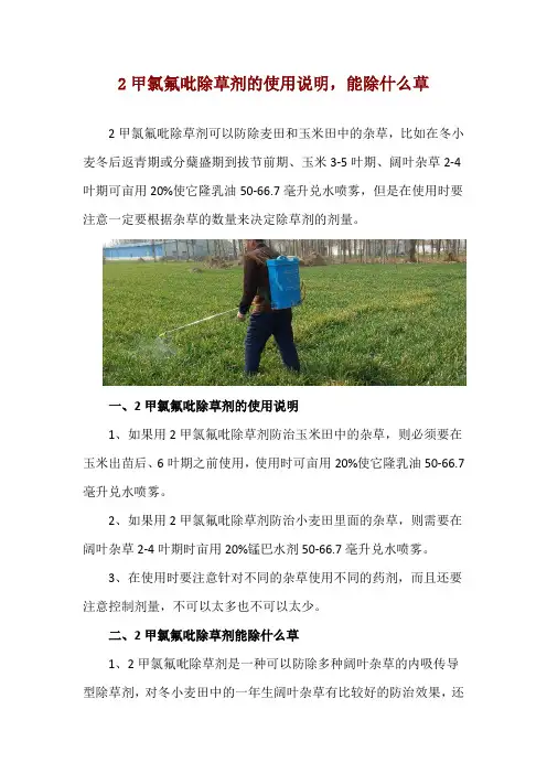2甲氯氟吡除草剂的使用说明,能除什么草