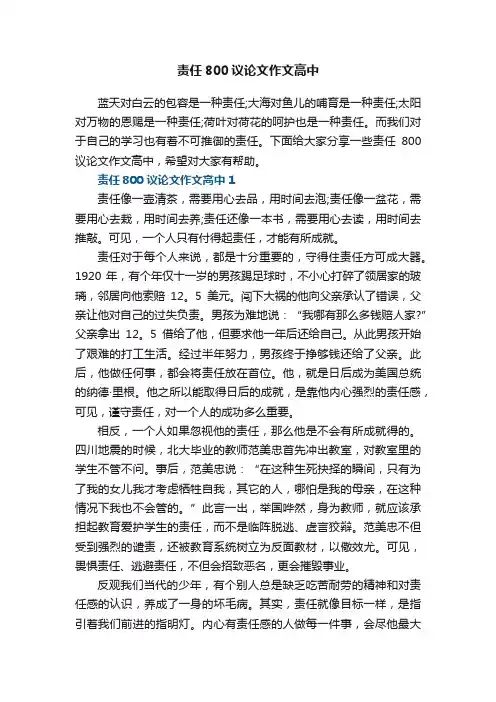 责任800议论文作文高中5篇
