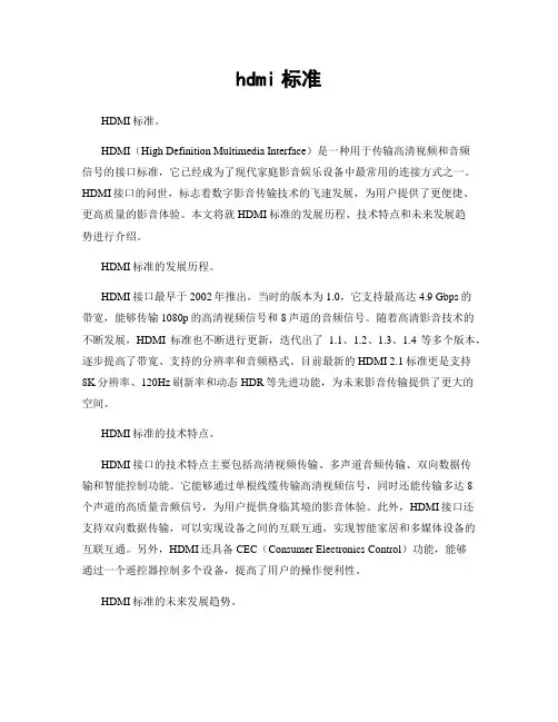 hdmi标准
