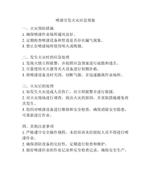 喷漆引发火灾应急预案