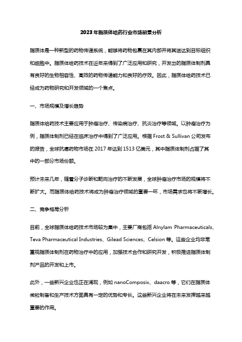 2023年脂质体给药行业市场前景分析