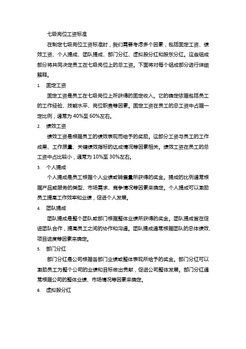 七级岗位工资标准