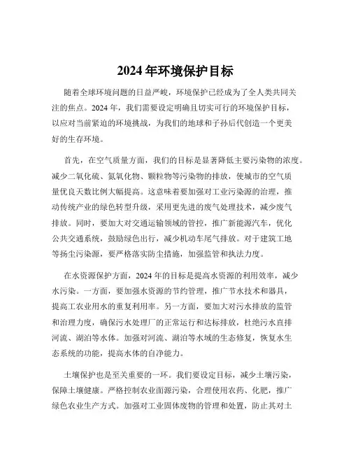 2024年环境保护目标