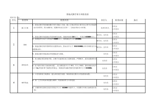 落地式脚手架专项检查表