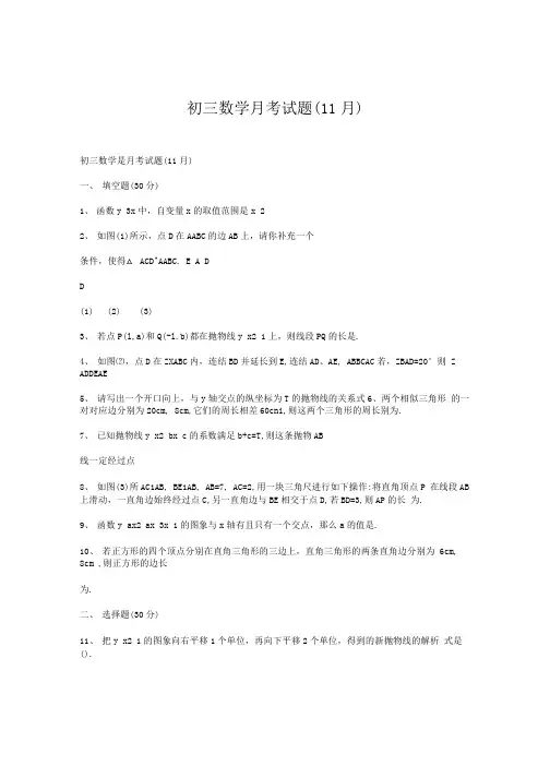 初三数学月考试题11月.doc