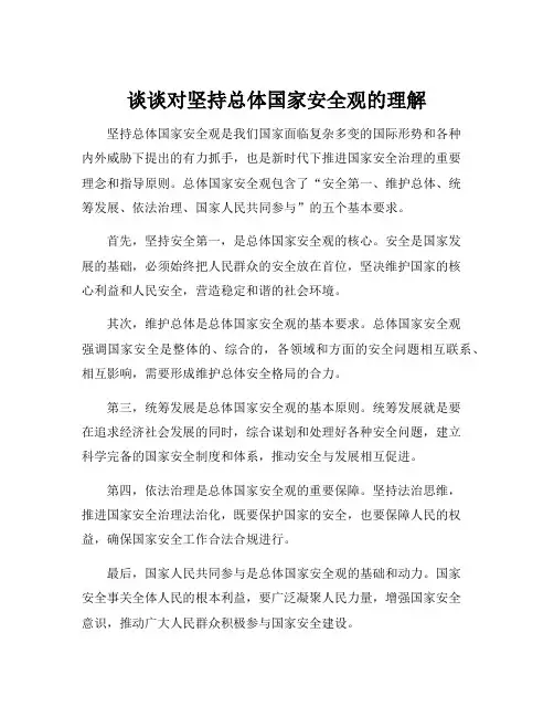谈谈对坚持总体国家安全观的理解