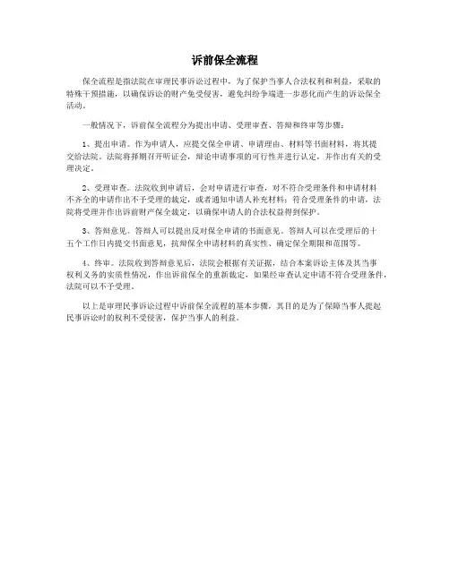 诉前保全流程
