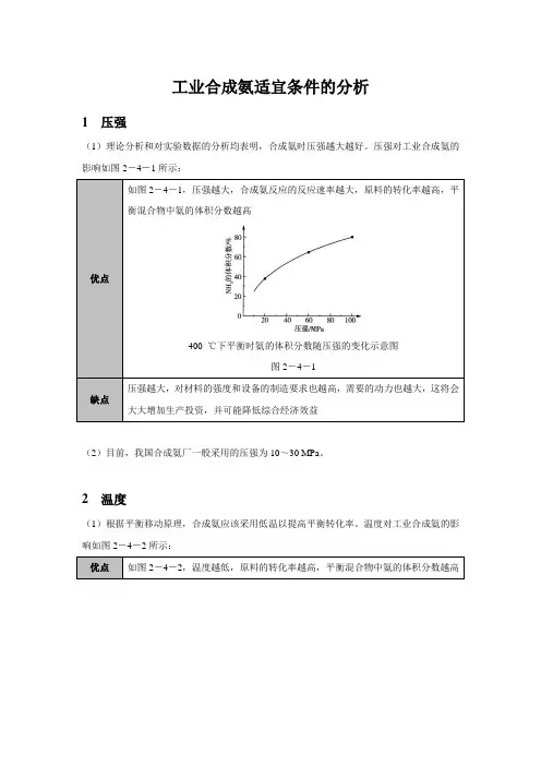 【知识解析】工业合成氨适宜条件的分析