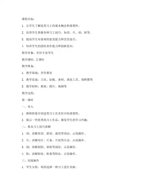 造型刀工教学教案模板范文