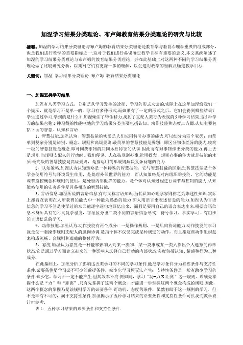 加涅学习结果分类理论