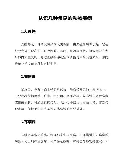 认识几种常见的动物疾病